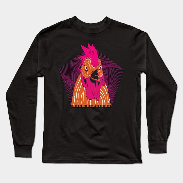 Screaming Rooster Long Sleeve T-Shirt by Stecra